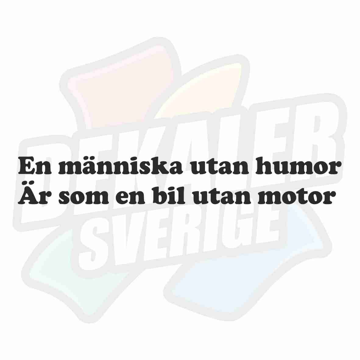 En människa utan humor är som en bil utan motor - Dekal