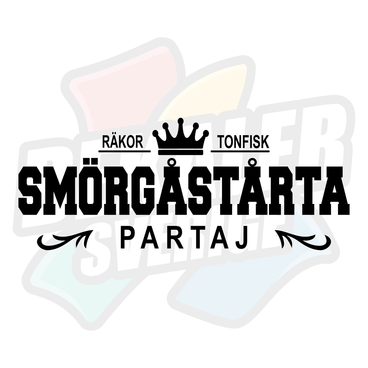 Räkor, tonfisk, smörgåstårta, partaj - Dekal
