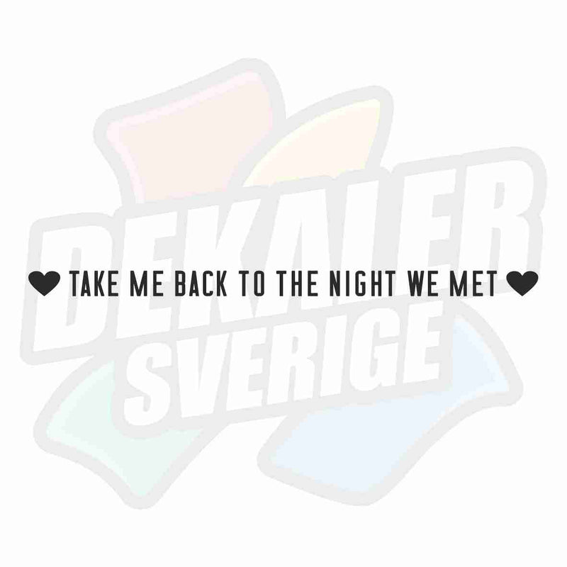 Take me back to the night we met - Dekal